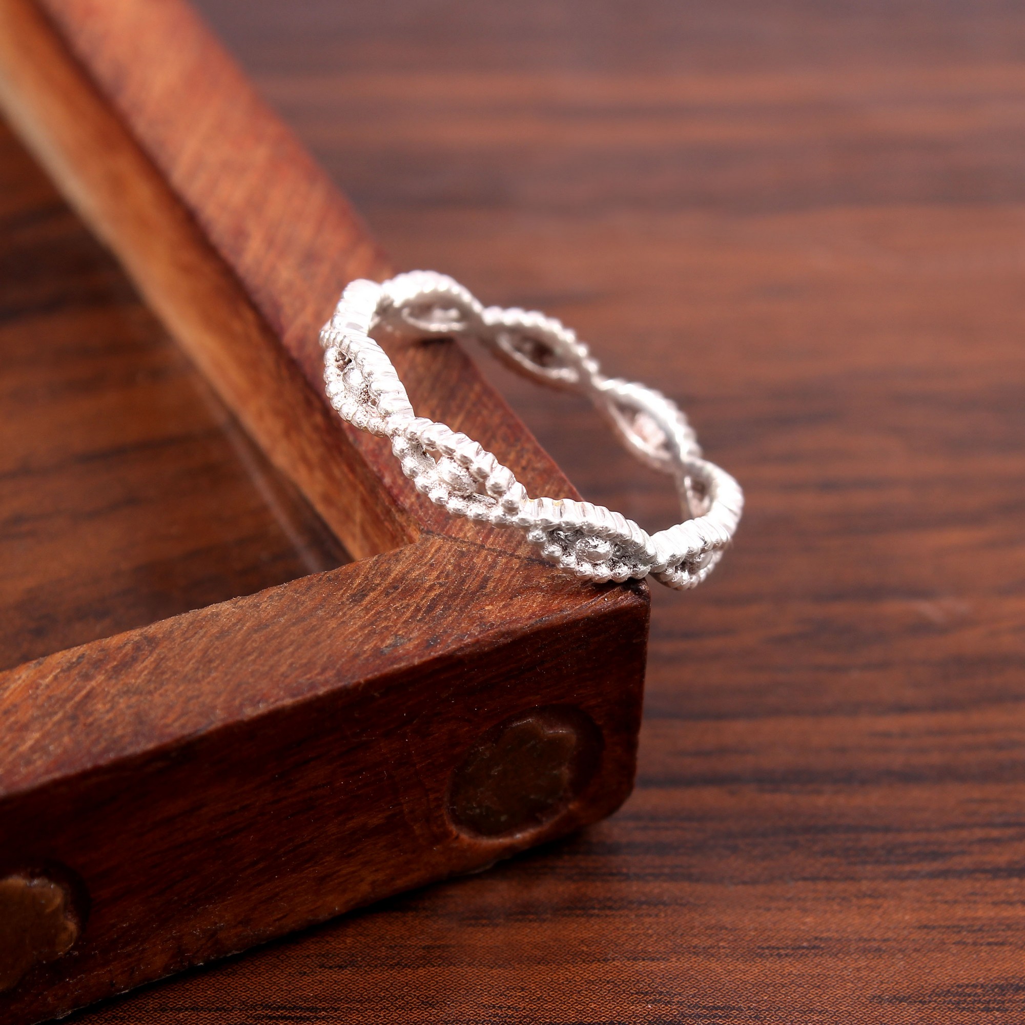 925 Ring Silver Braided Knot Eternity Band Ring