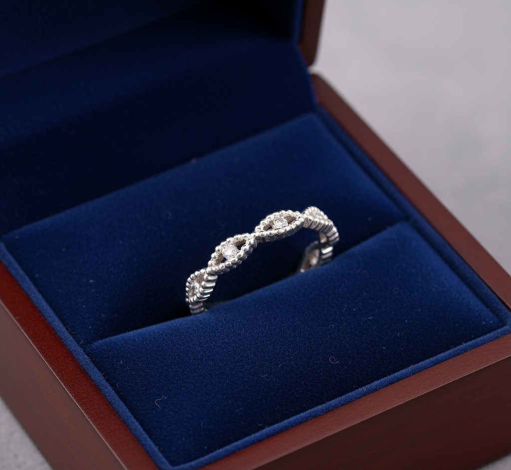 925 Ring Silver Braided Knot Eternity Band Ring