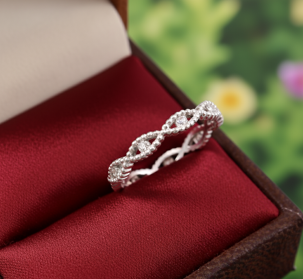 925 Ring Silver Braided Knot Eternity Band Ring