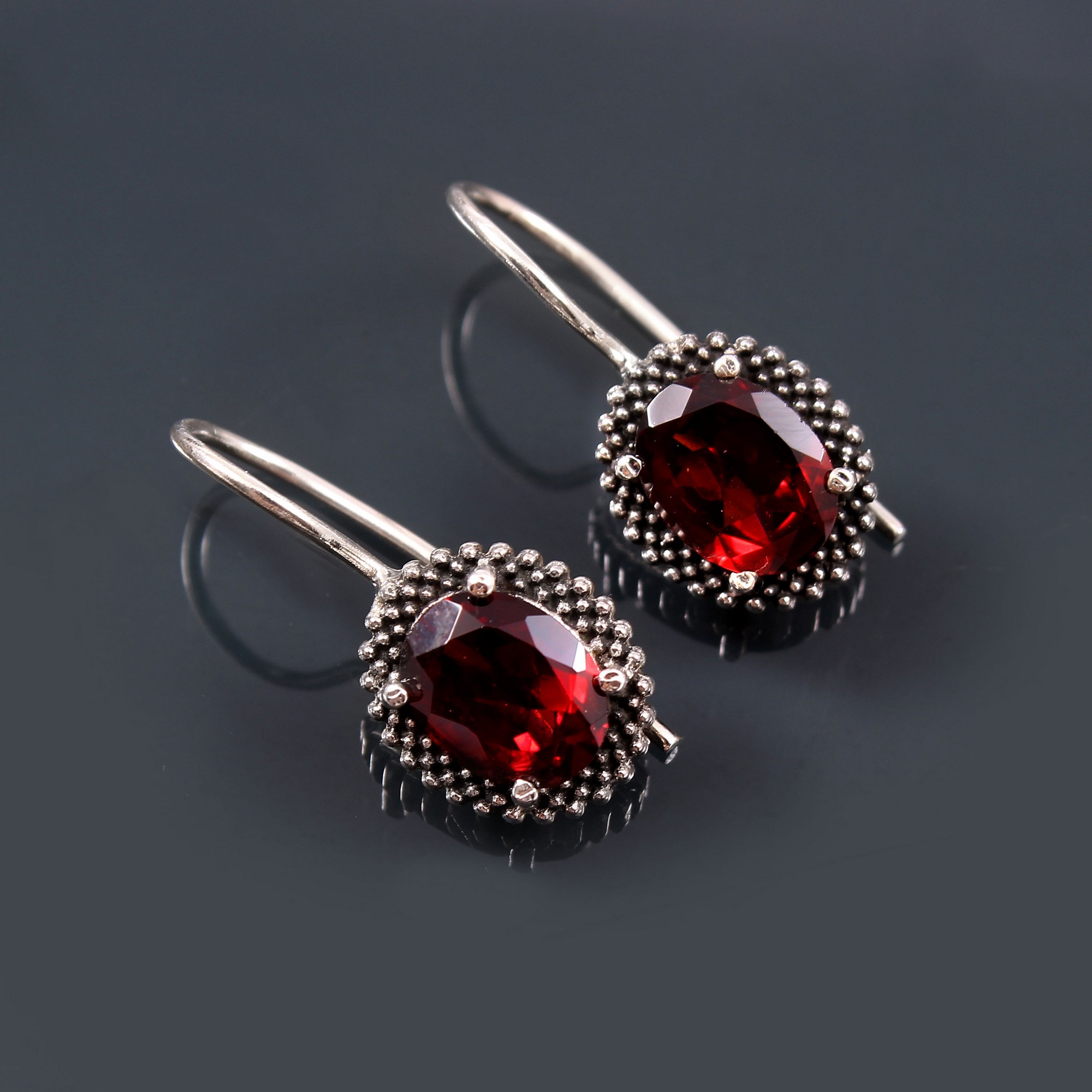 Women Garnet Earrings 925 Sterling Silver
