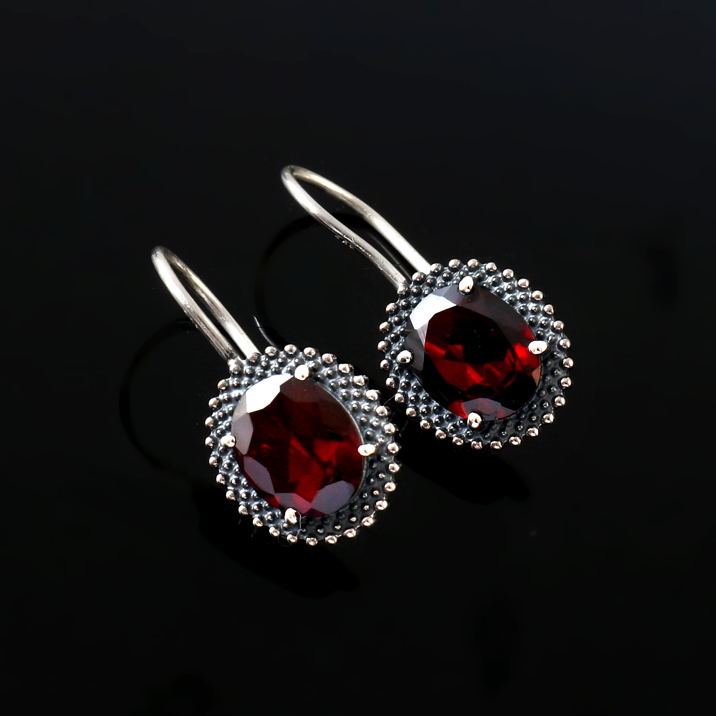 Women Garnet Earrings 925 Sterling Silver