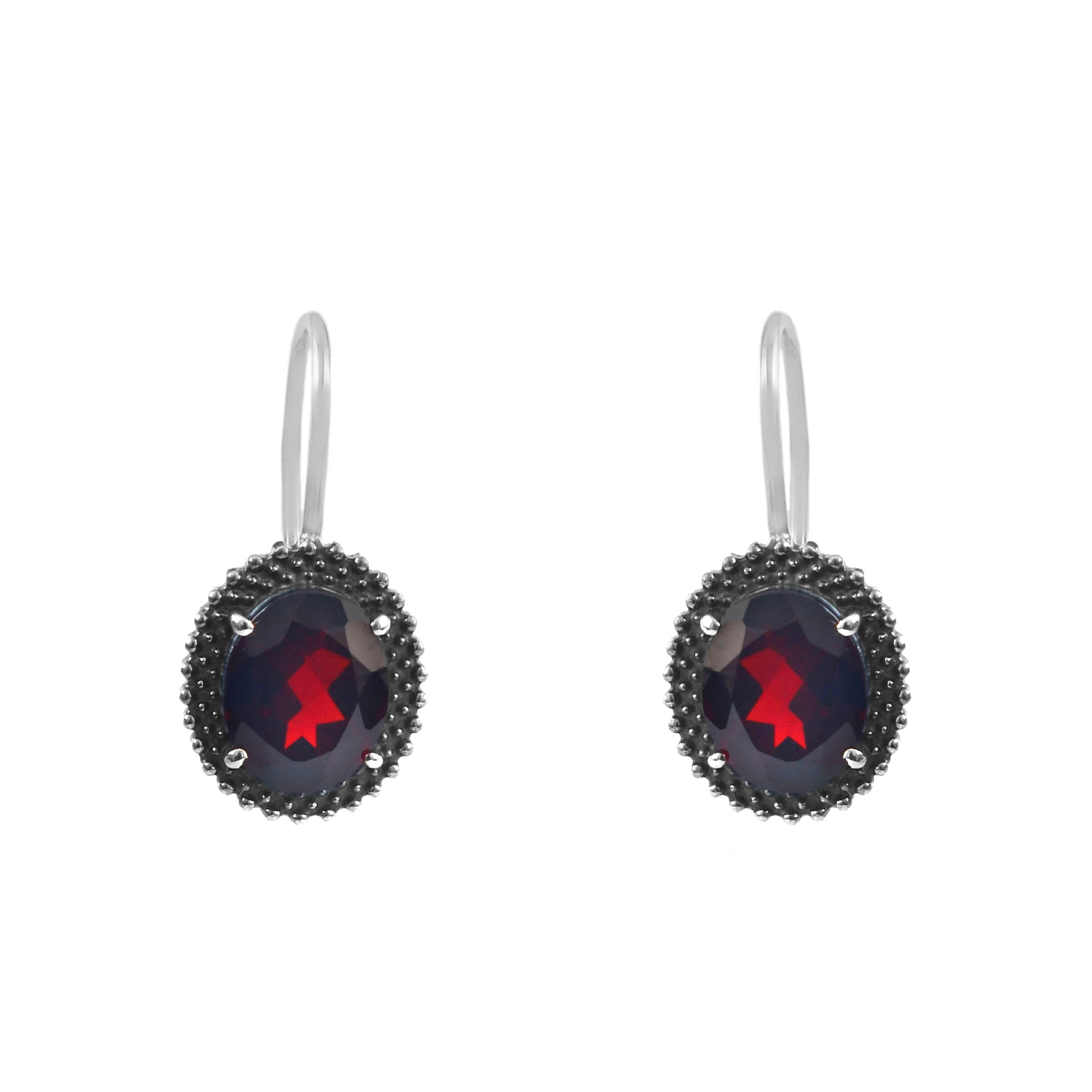 Women Garnet Earrings 925 Sterling Silver