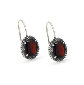 Women Garnet Earrings 925 Sterling Silver
