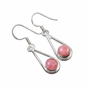 925 Sterling Silver Rhodochrosite Gemstone Earrings