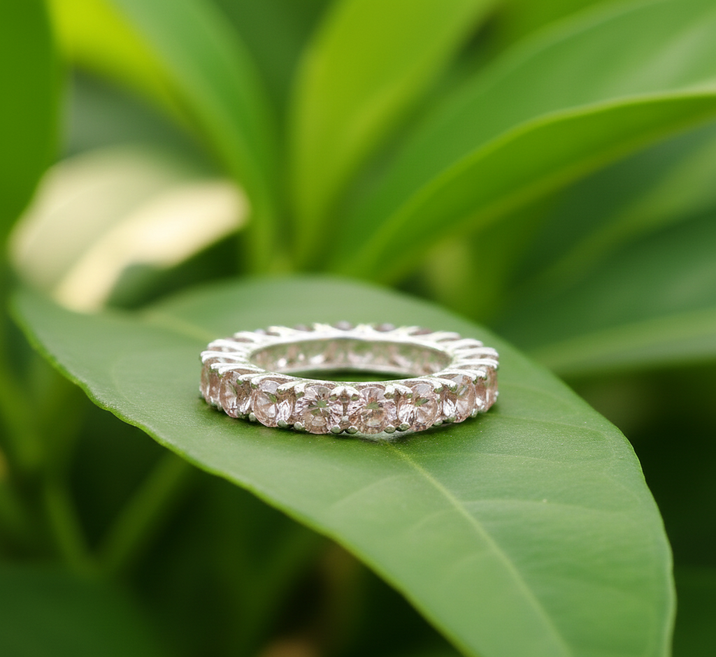 925 Silver Ring with Champagne Color CZ