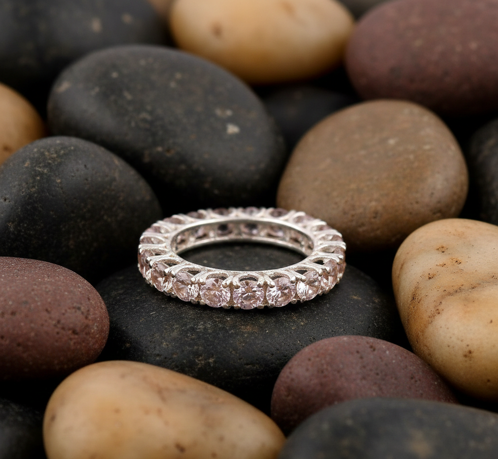 925 Silver Ring with Champagne Color CZ