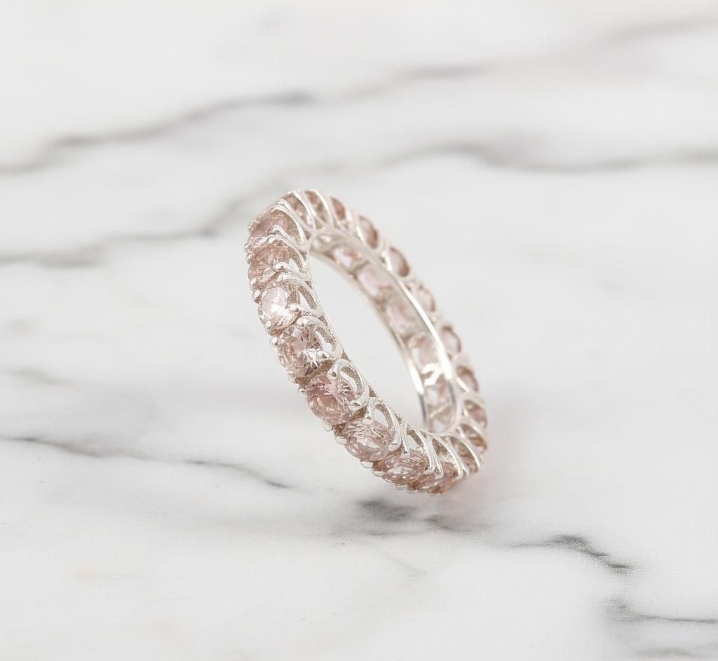 925 Silver Ring with Champagne Color CZ