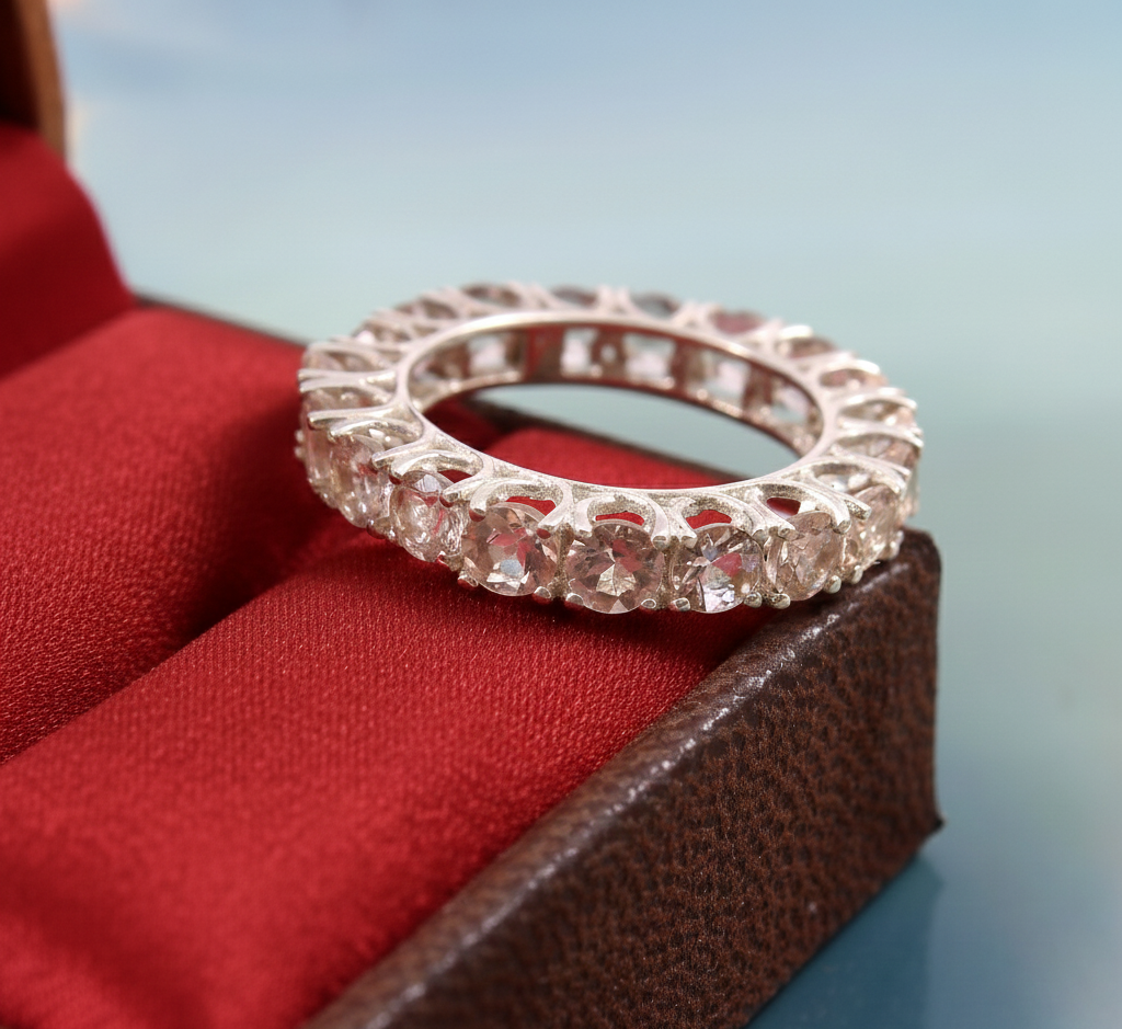 925 Silver Ring with Champagne Color CZ