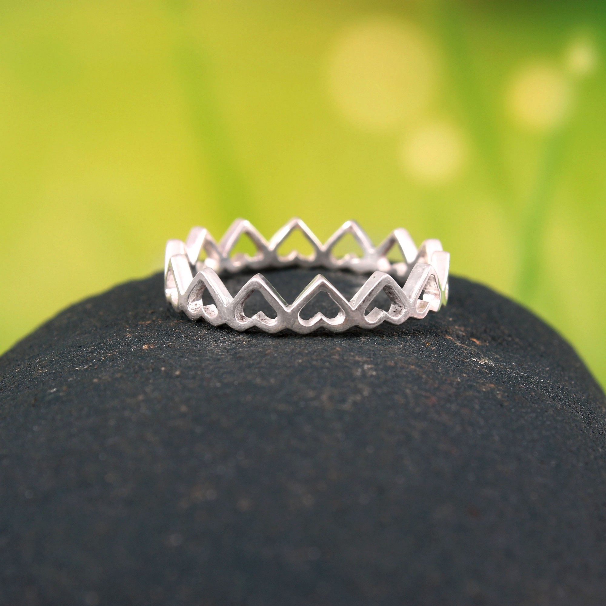 Solid 925 Sterling Silver Heart Ring Design