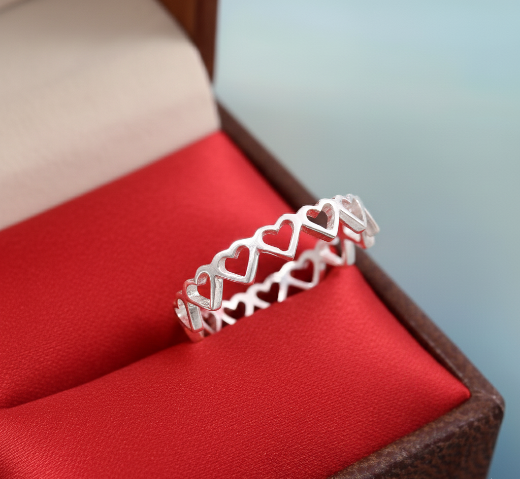 Solid 925 Sterling Silver Heart Ring Design