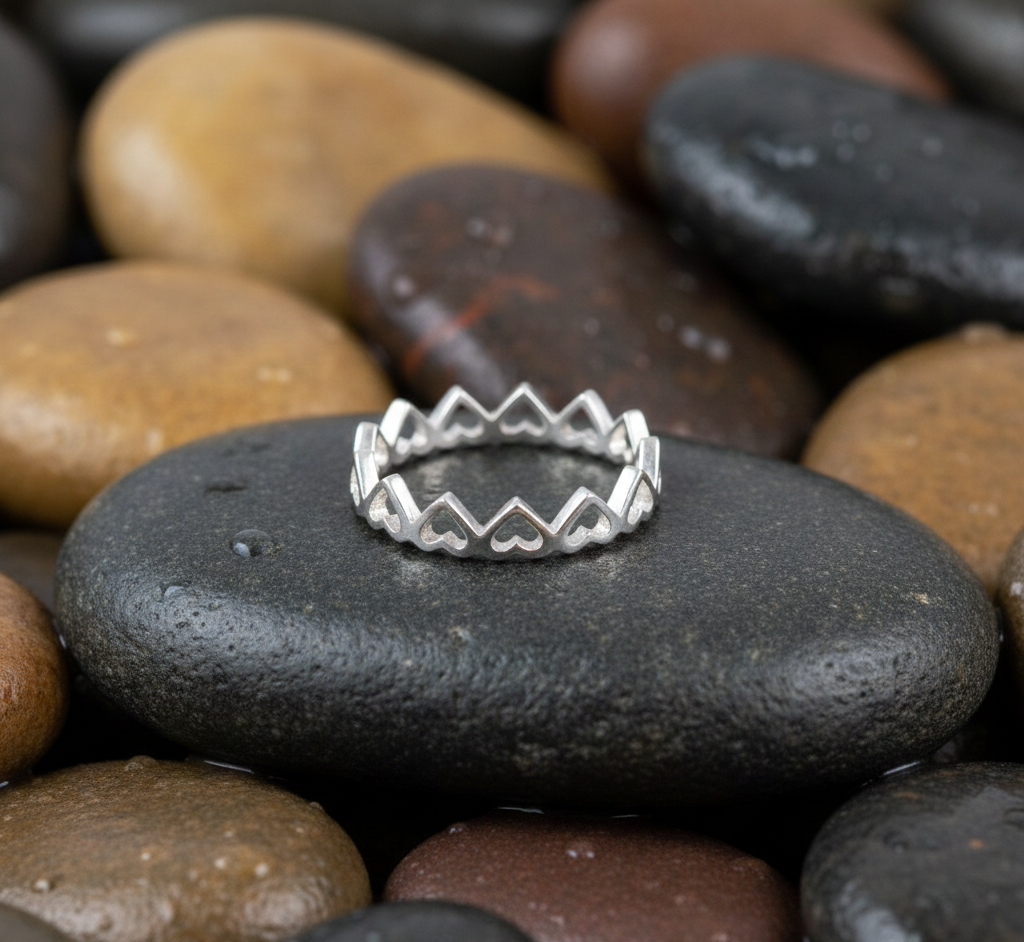 Solid 925 Sterling Silver Heart Ring Design