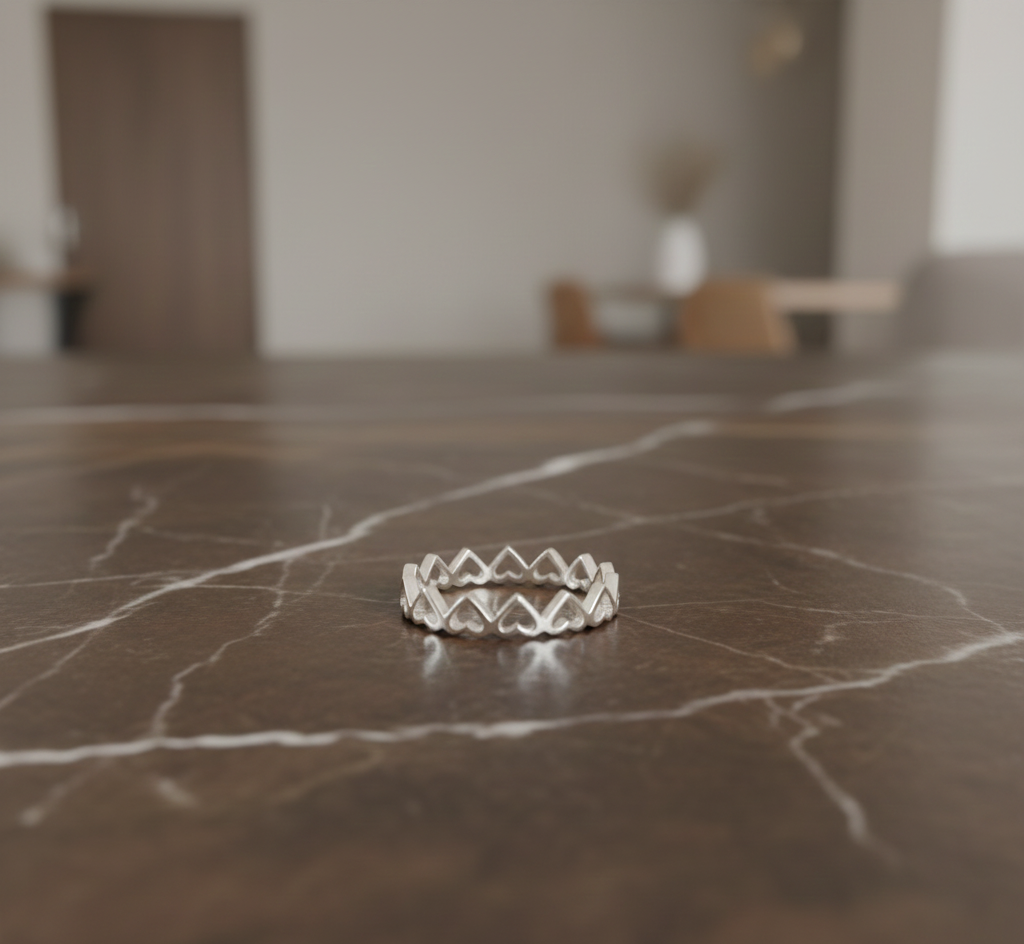 Solid 925 Sterling Silver Heart Ring Design