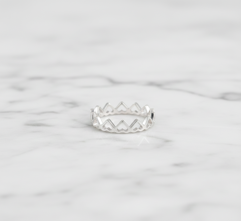 Solid 925 Sterling Silver Heart Ring Design