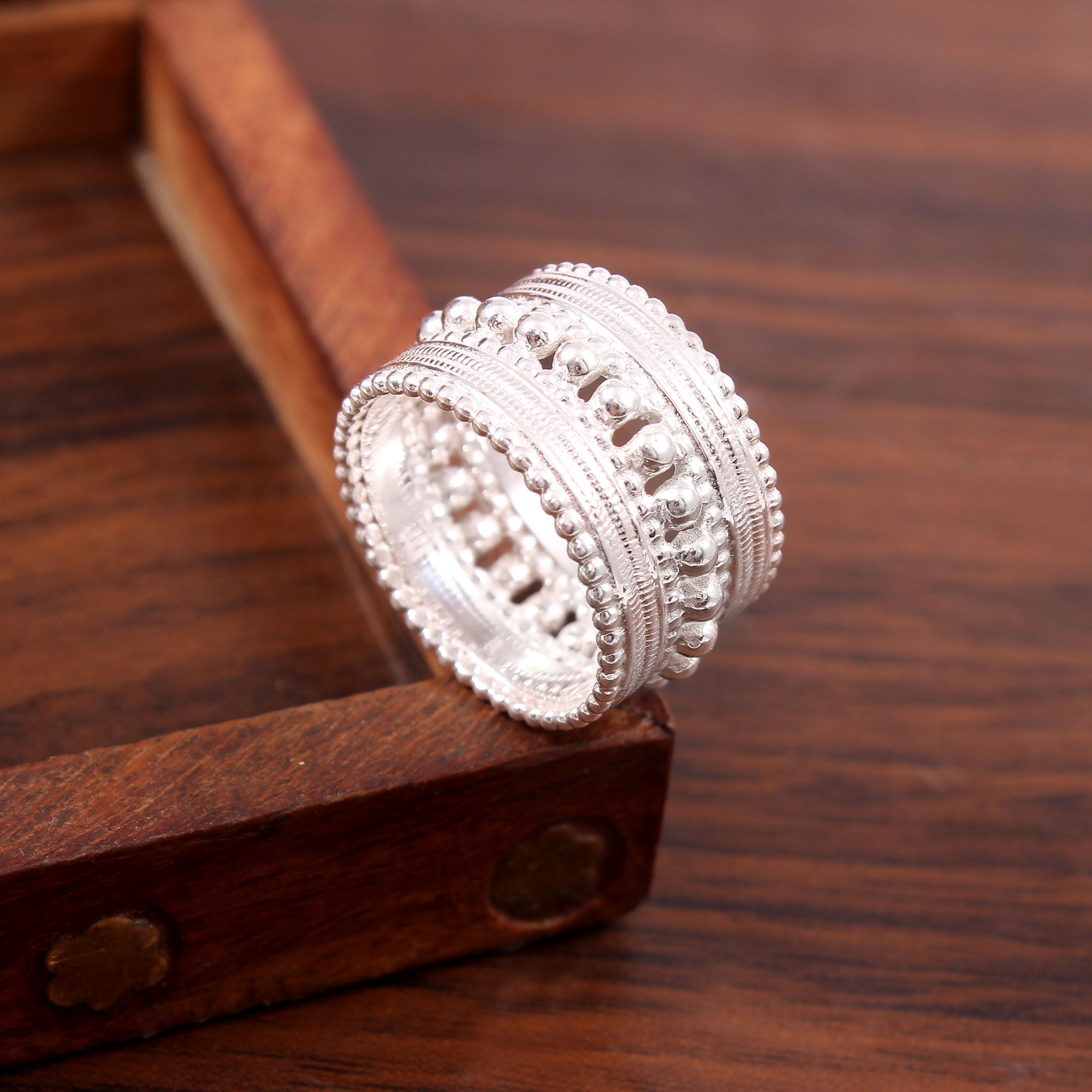 925 Sterling Silver Designer Ring Wide Band