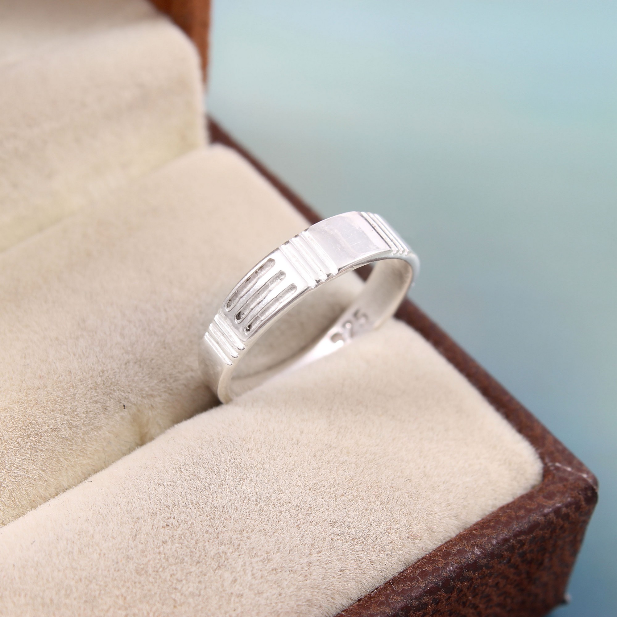 Unusual Textured Ring Band In 925 Sterling Silver