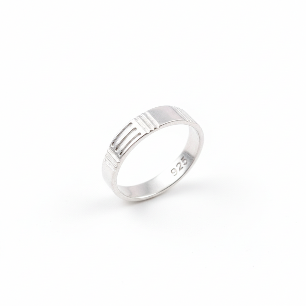 Unusual Textured Ring Band In 925 Sterling Silver