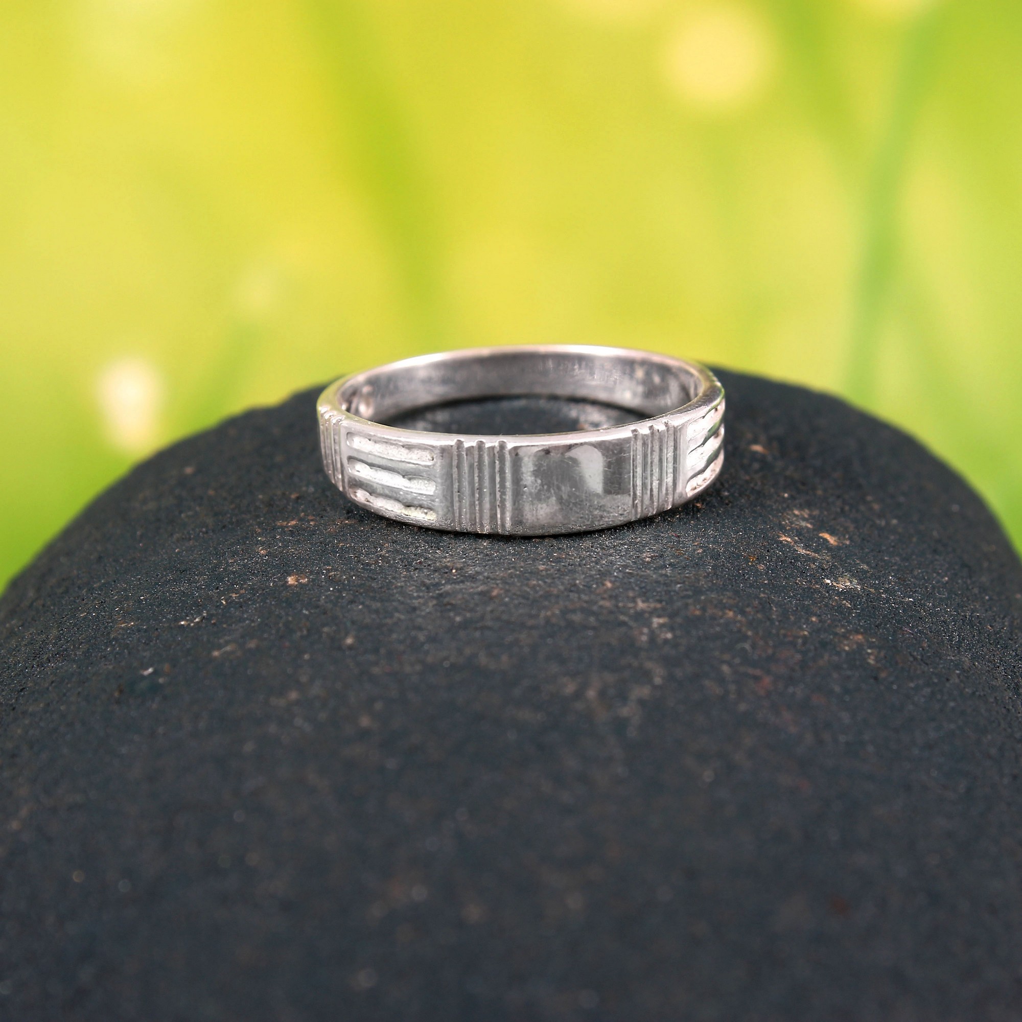 Unusual Textured Ring Band In 925 Sterling Silver