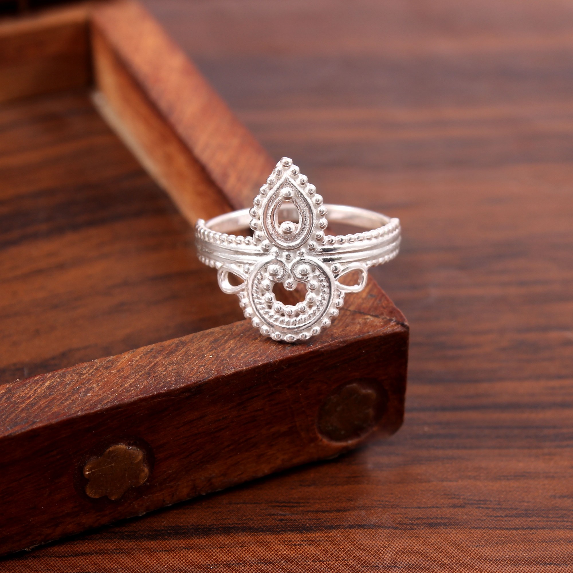 Designer Textured Ring In 925 Sterling Silver