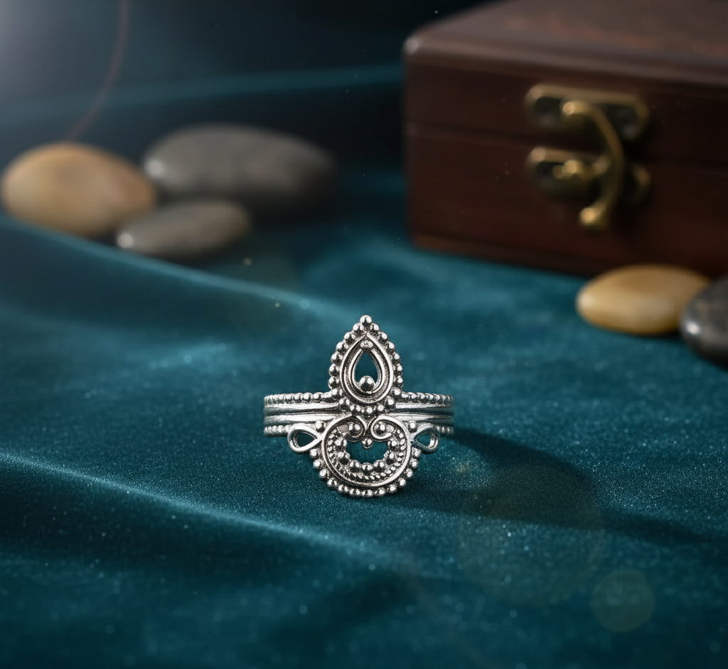 Designer Textured Ring In 925 Sterling Silver