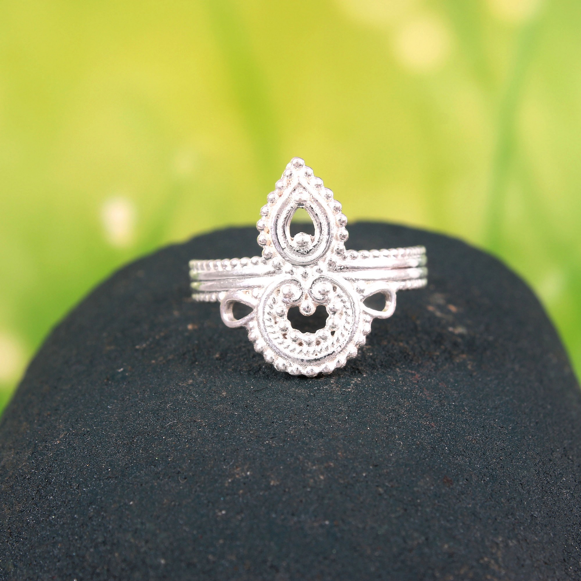 Designer Textured Ring In 925 Sterling Silver