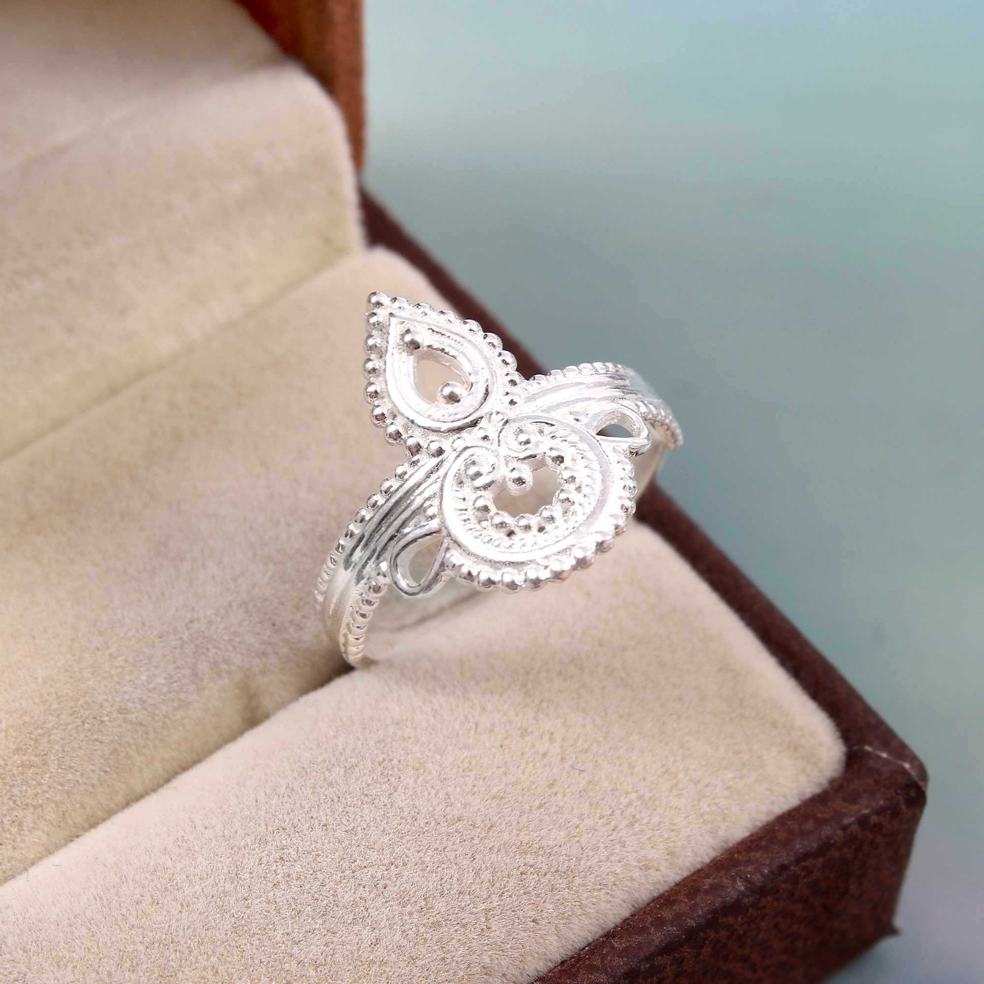 Designer Textured Ring In 925 Sterling Silver