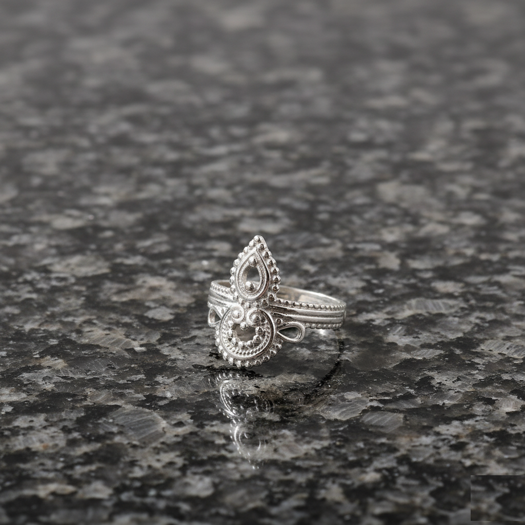 Designer Textured Ring In 925 Sterling Silver