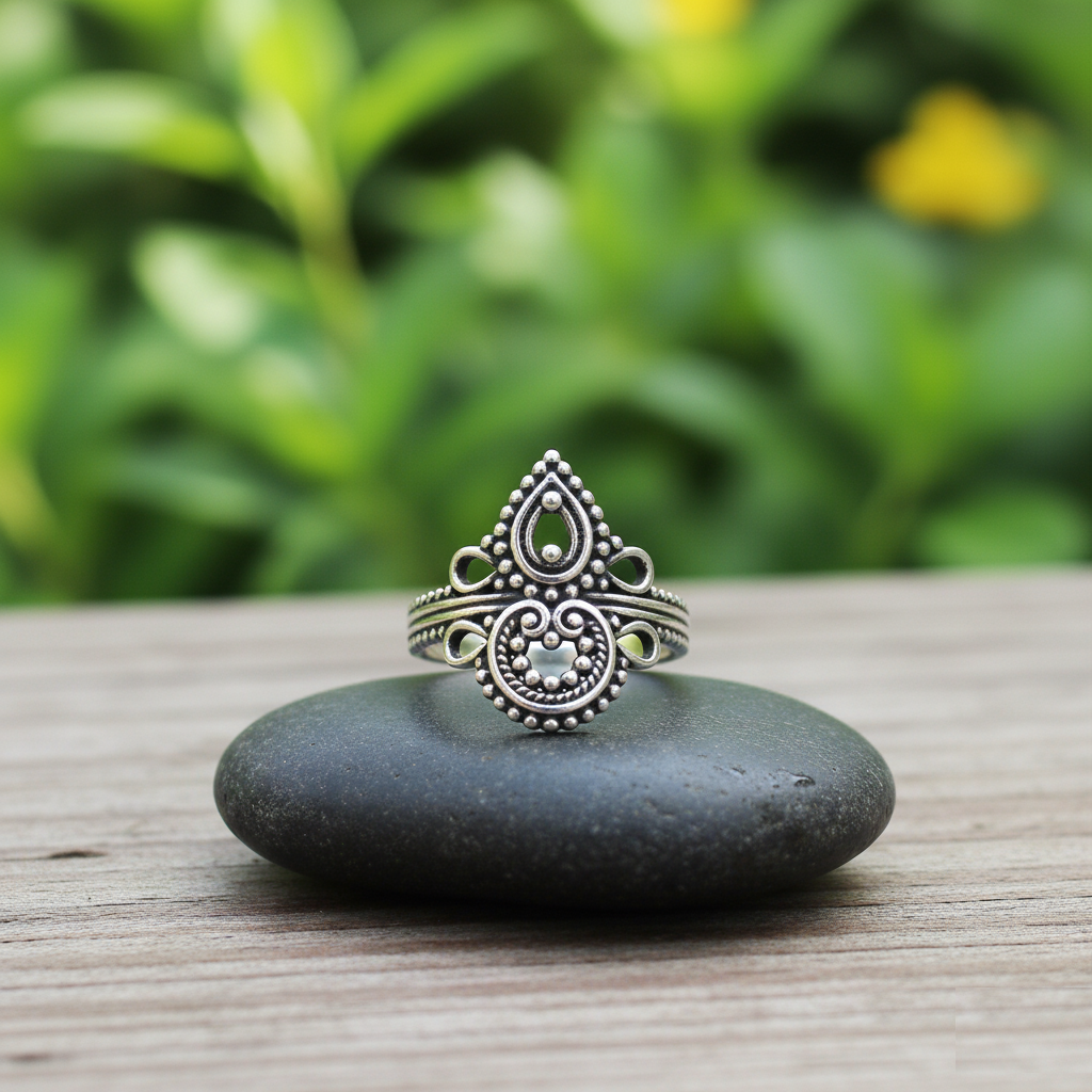 Designer Textured Ring In 925 Sterling Silver