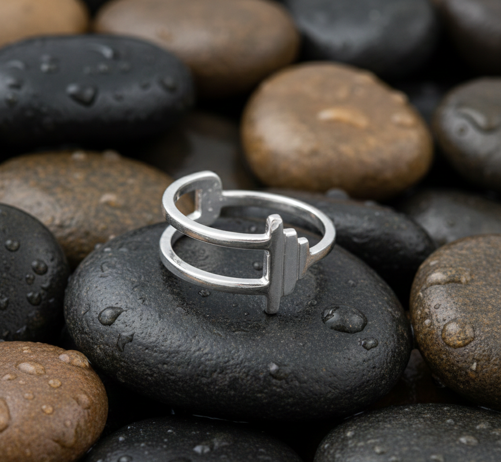 925 Sterling Silver Lightening Wave Design Ring Jewelry