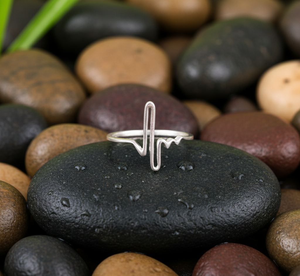 925 Sterling Silver Heartbeat Ring Design India Wholesale