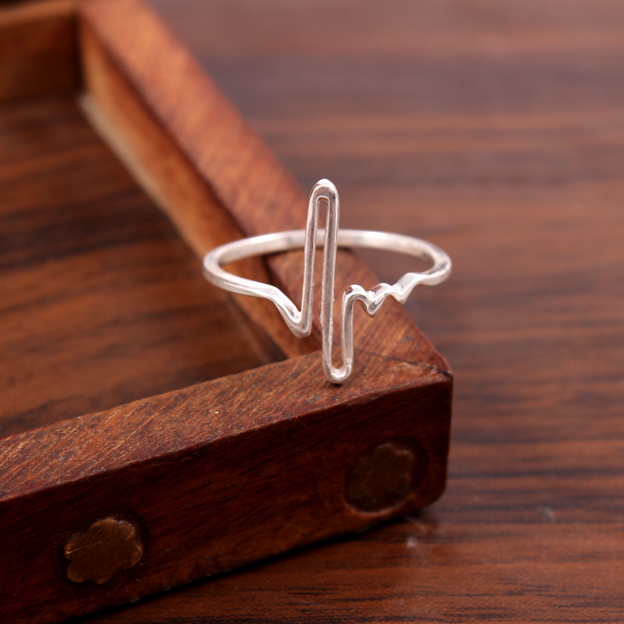 925 Sterling Silver Heartbeat Ring Design India Wholesale