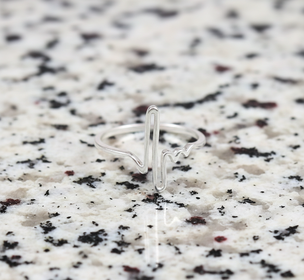 925 Sterling Silver Heartbeat Ring Design India Wholesale