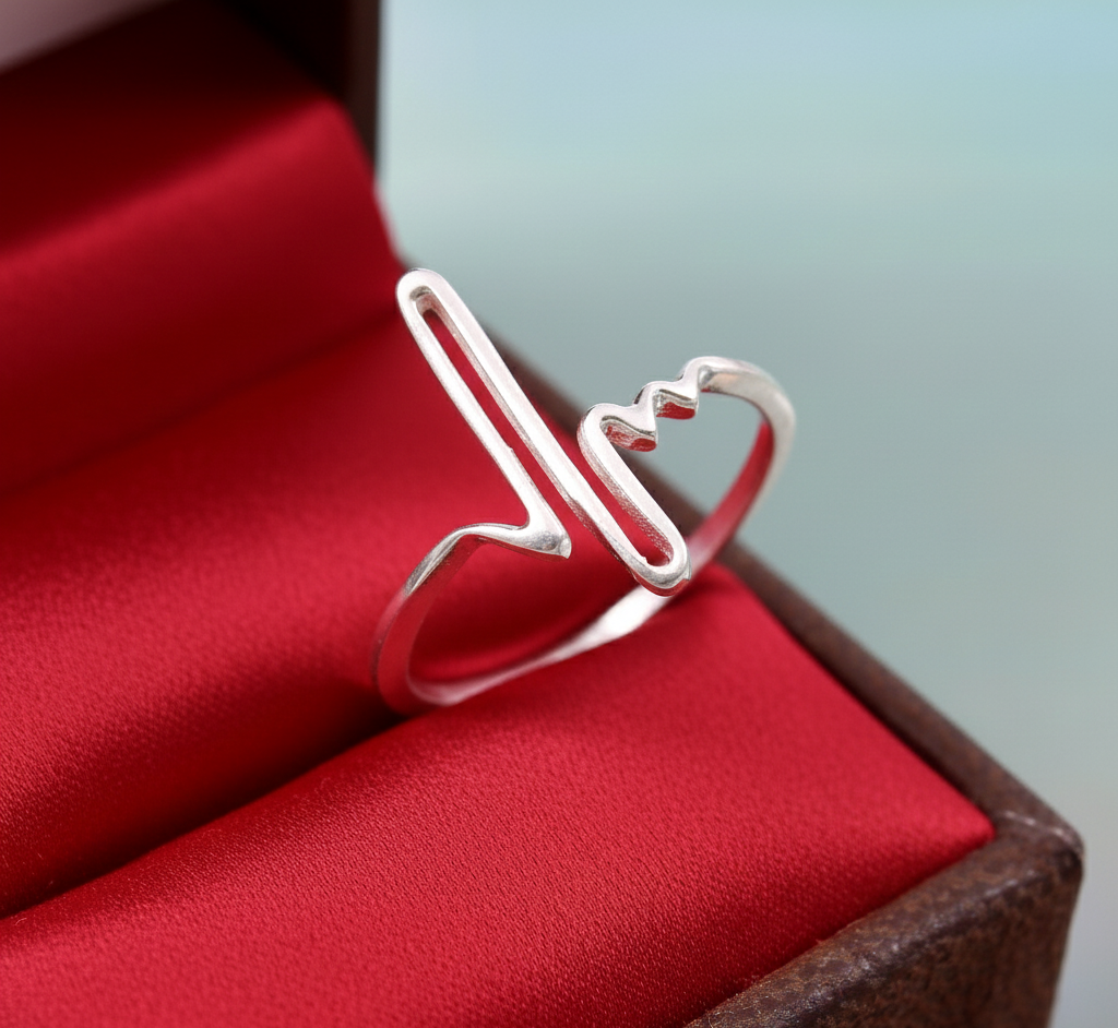 925 Sterling Silver Heartbeat Ring Design India Wholesale
