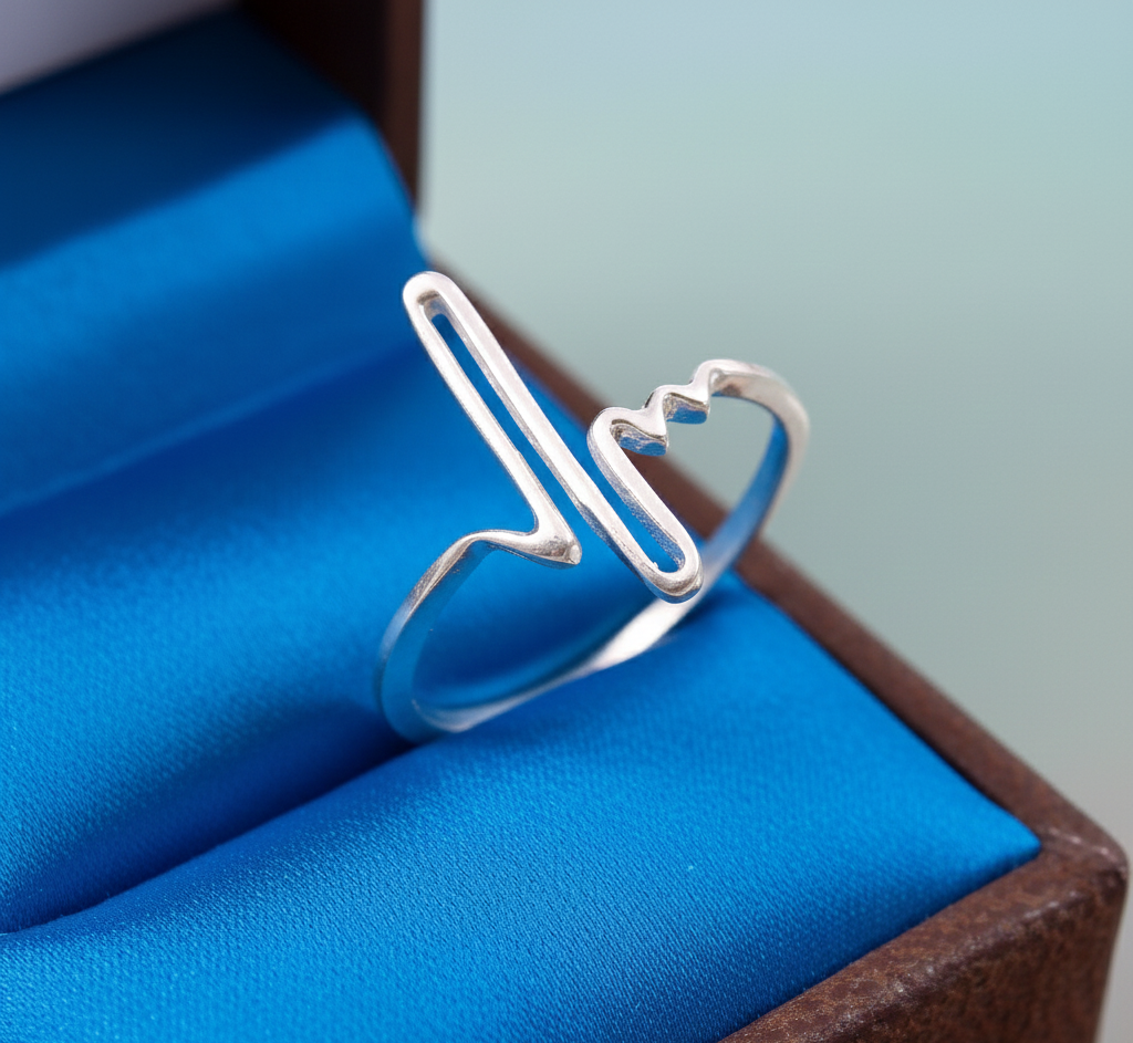 925 Sterling Silver Heartbeat Ring Design India Wholesale