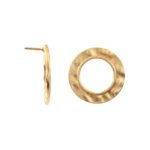 925 Sterling Silver Gold Plated Hammered Textured Earrings