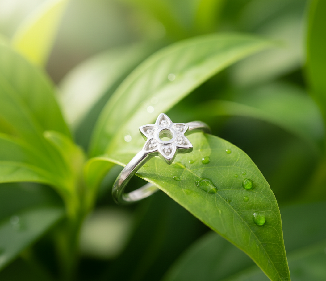 Women’s 925 Sterling Silver Flower Ring Jewelry