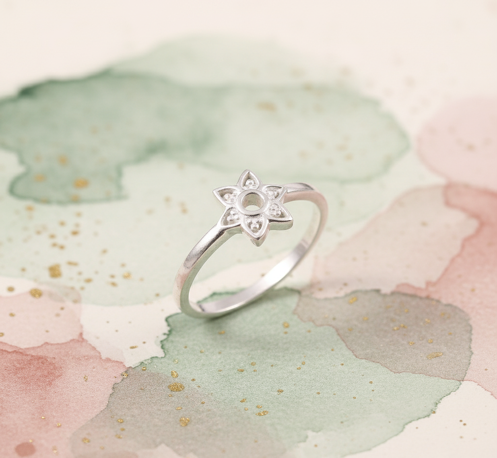Women’s 925 Sterling Silver Flower Ring Jewelry