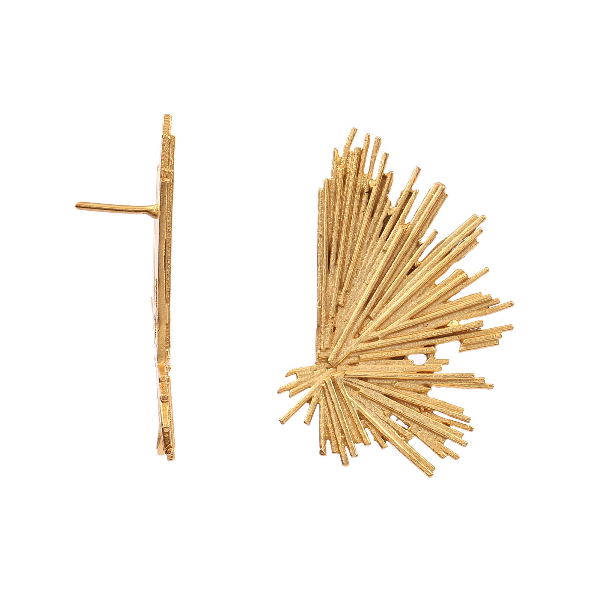 925 Sterling Silver Abstract Stud Earrings Gold Plated