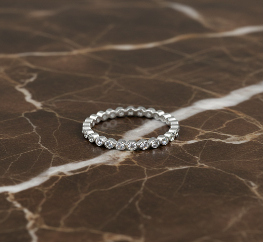 925 Sterling Silver White CZ Eternity Band