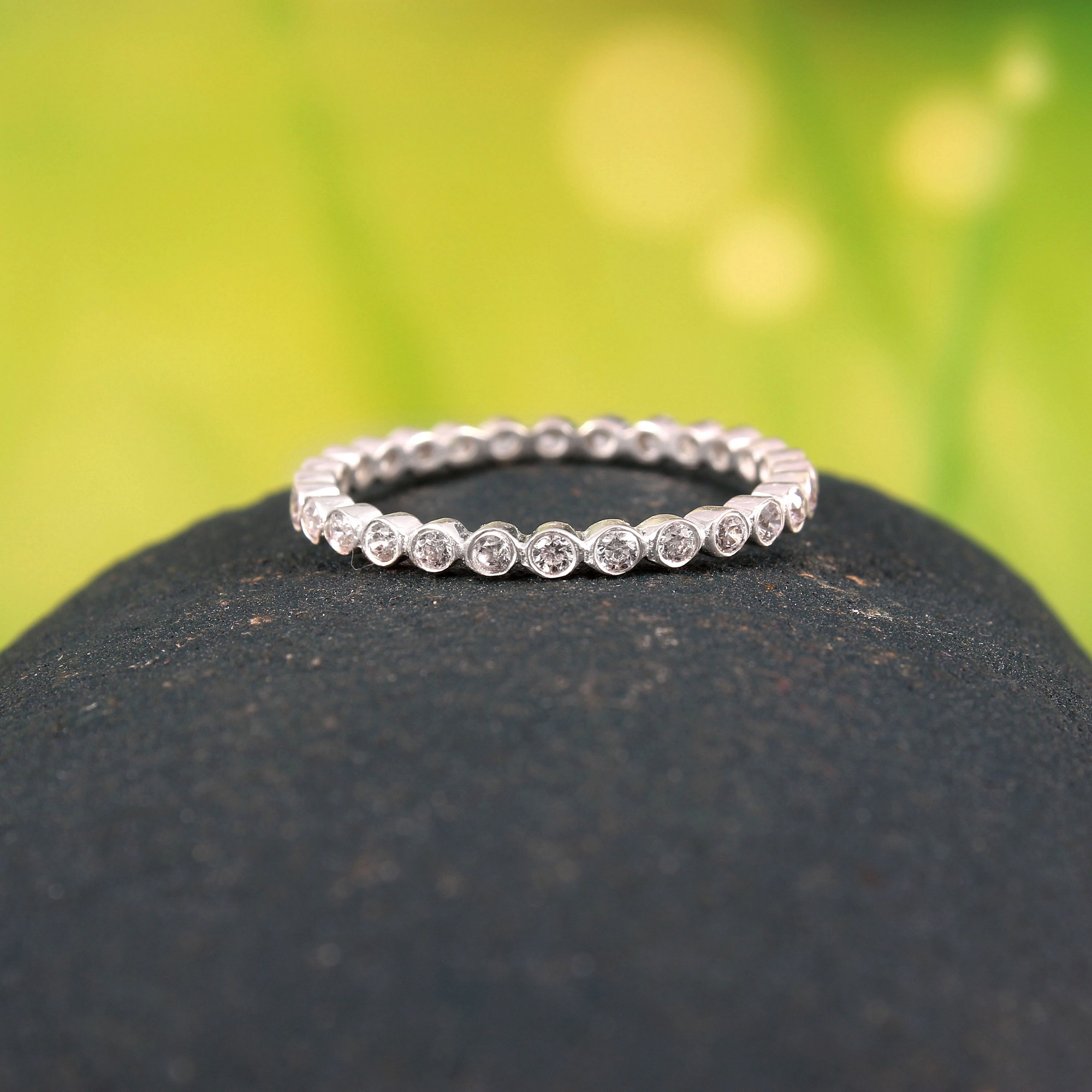 925 Sterling Silver White CZ Eternity Band
