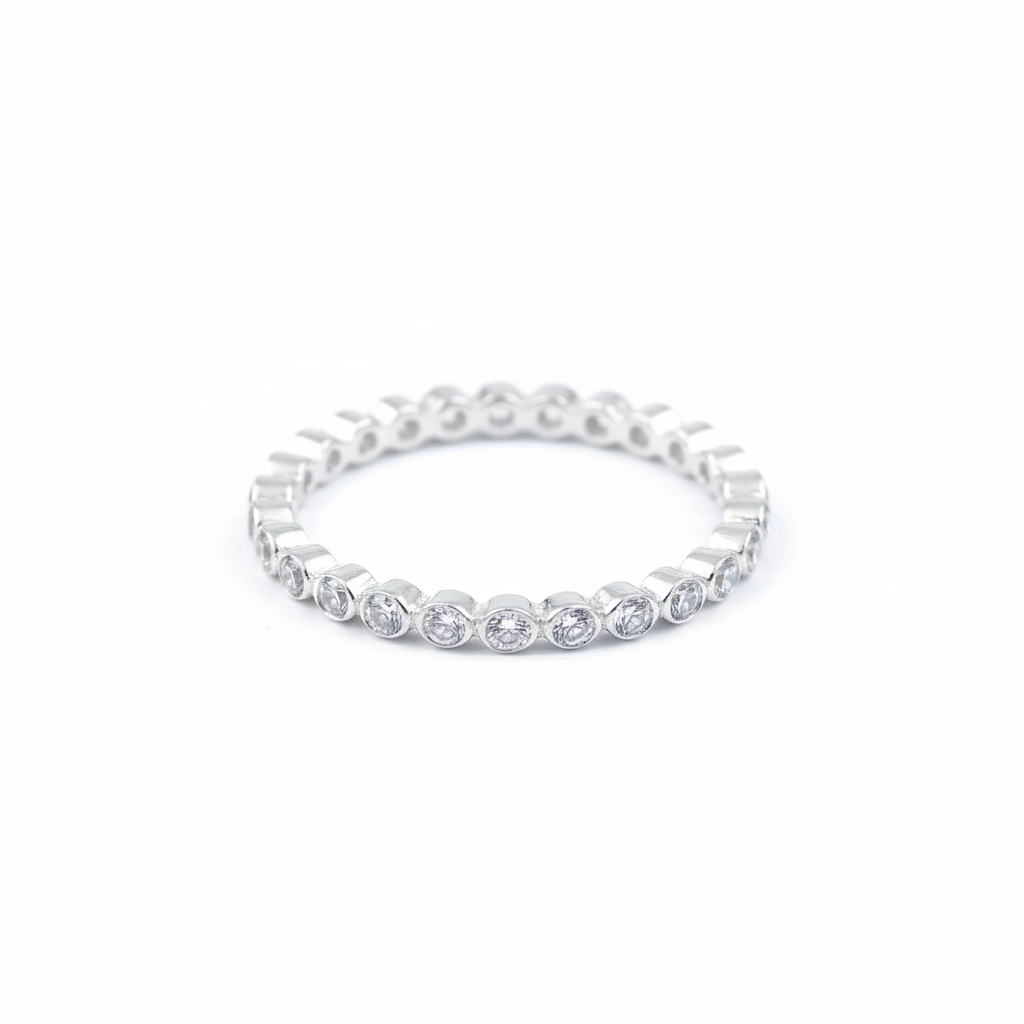 925 Sterling Silver White CZ Eternity Band