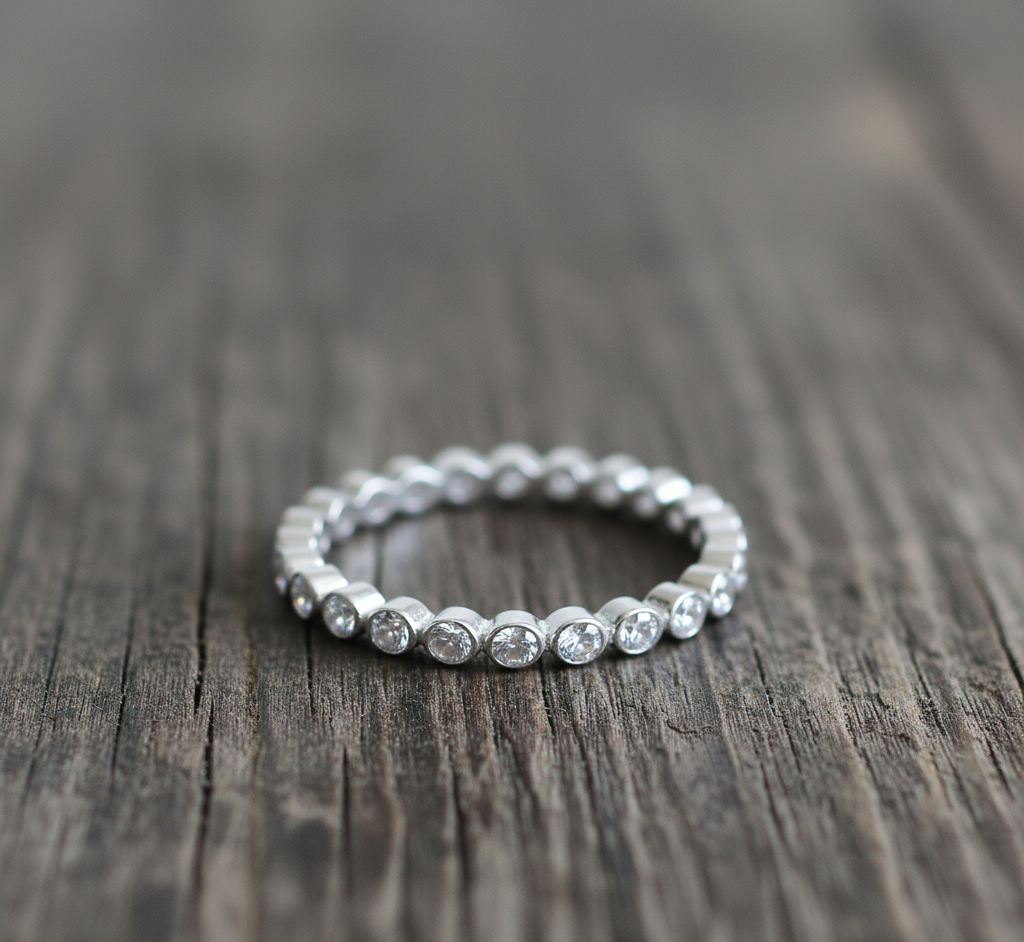 925 Sterling Silver White CZ Eternity Band