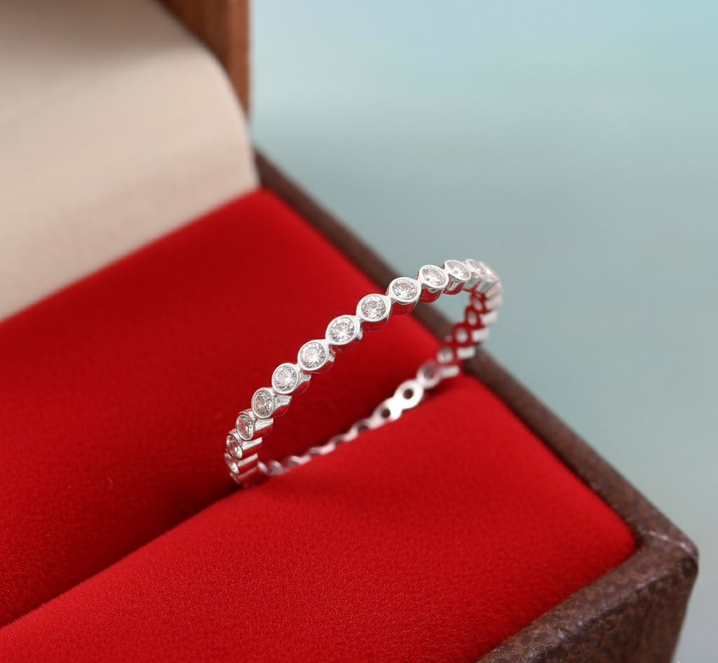 925 Sterling Silver White CZ Eternity Band