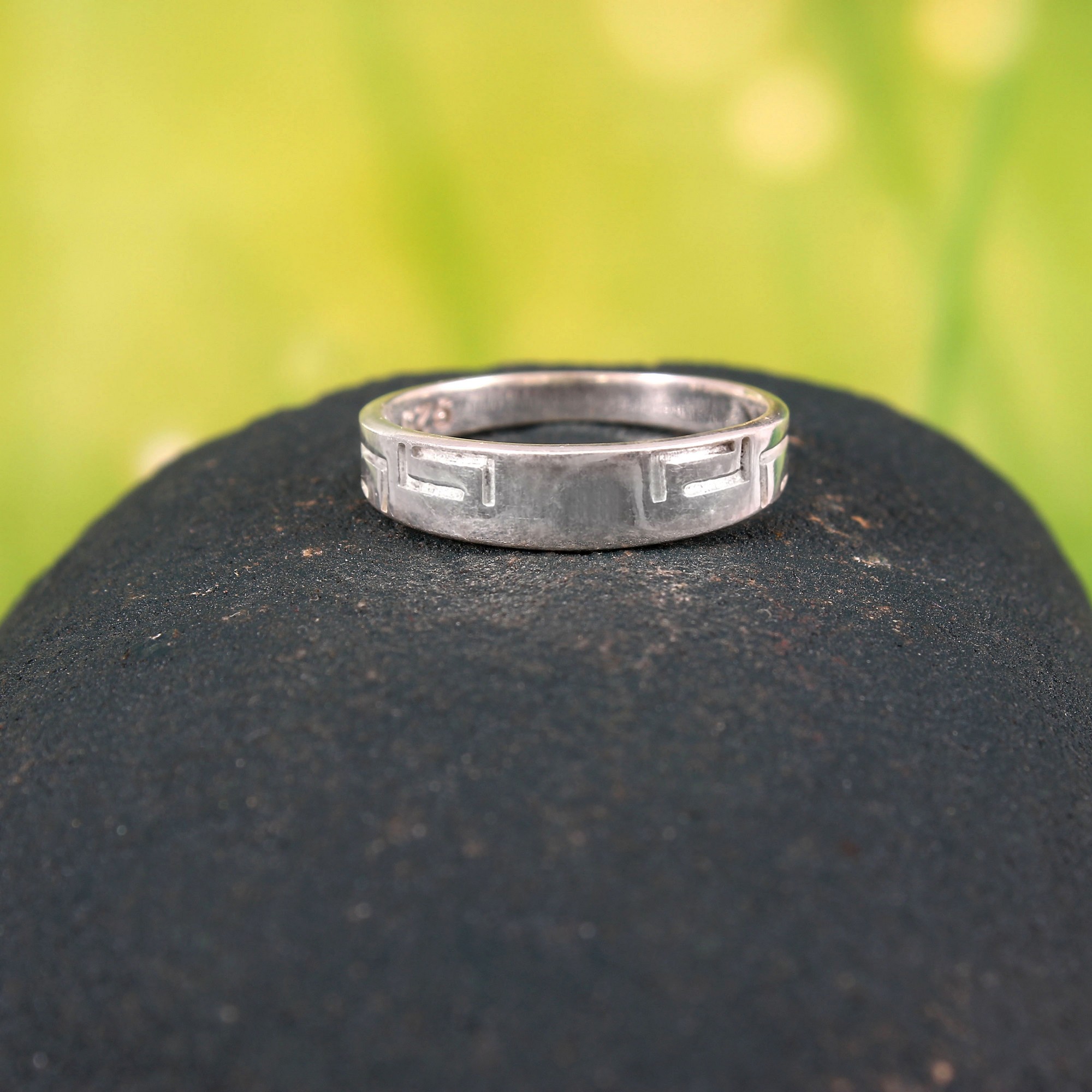 925 Sterling Silver Designed Engraved Ring