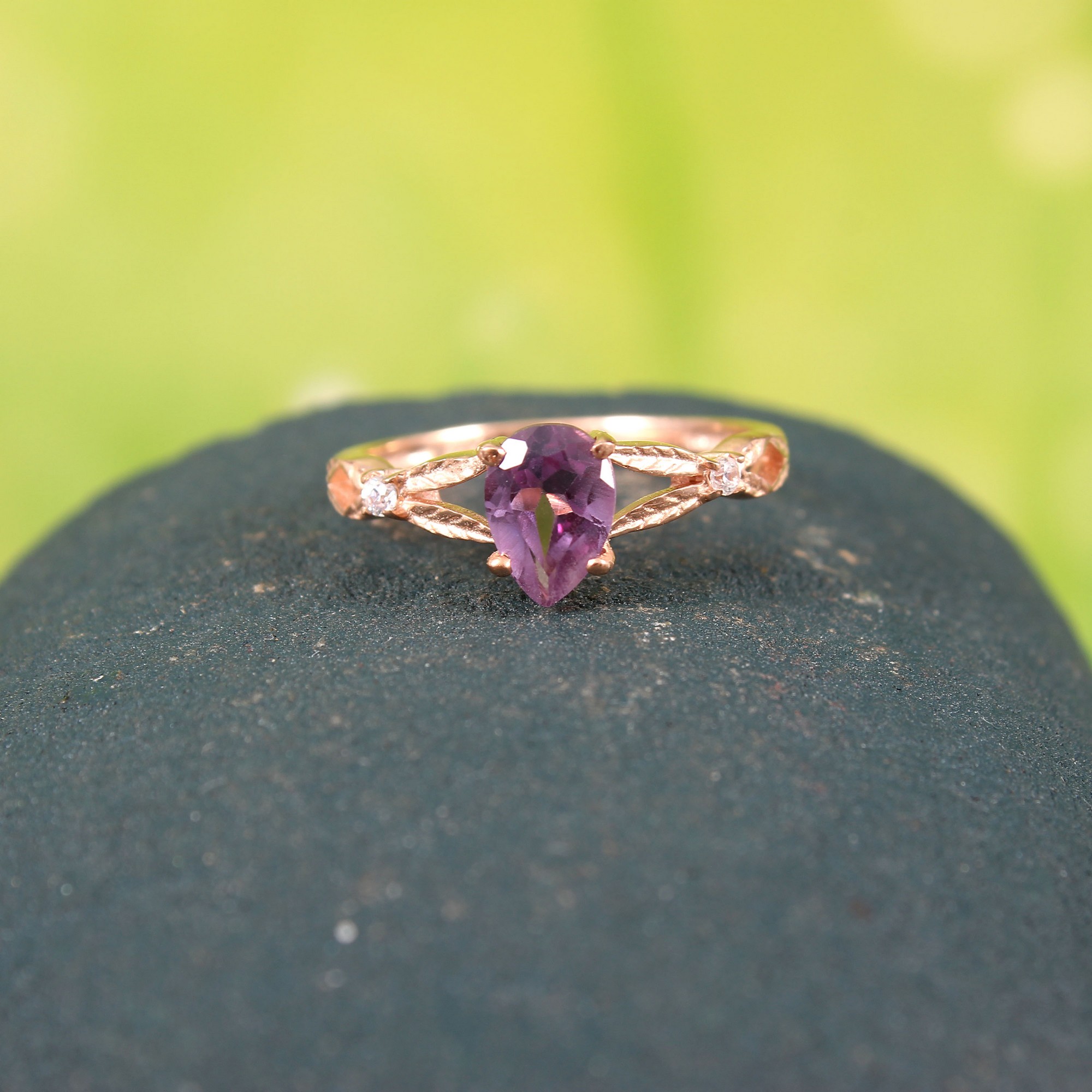 925 Sterling Silver Amethyst Gemstone Ring