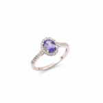 925 Sterling Silver Tanzanite And White CZ Ring