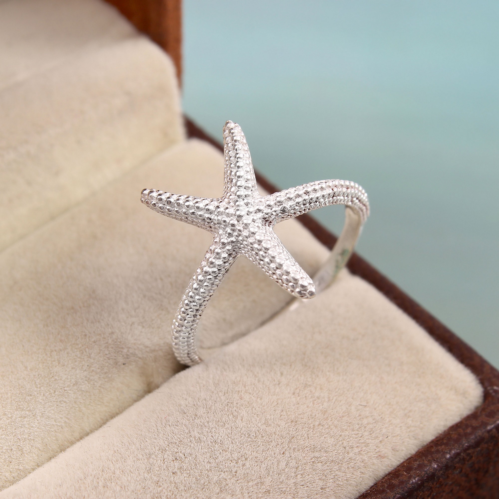 925 Sterling Silver Star Fish Ring For Women