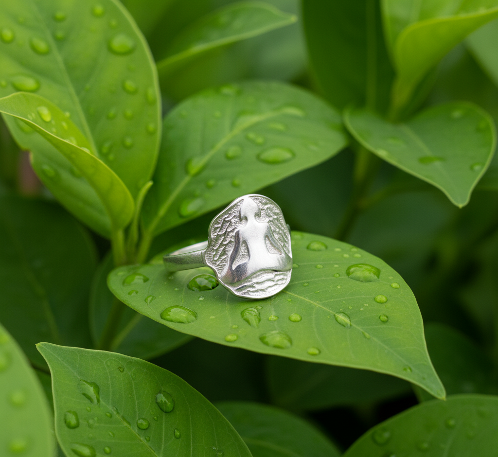 925 Sterling Silver Meditation Symbol Ring