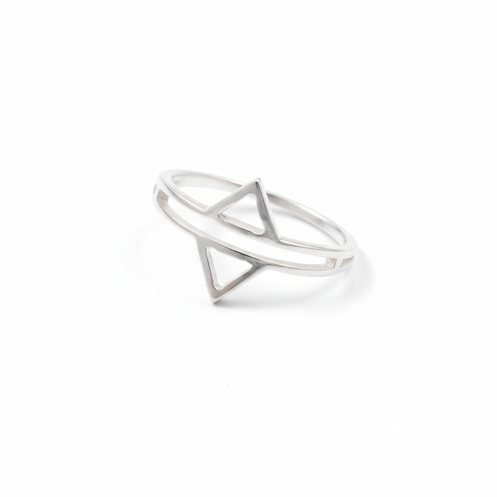 Dual Simple Open Triangle Ring Silver