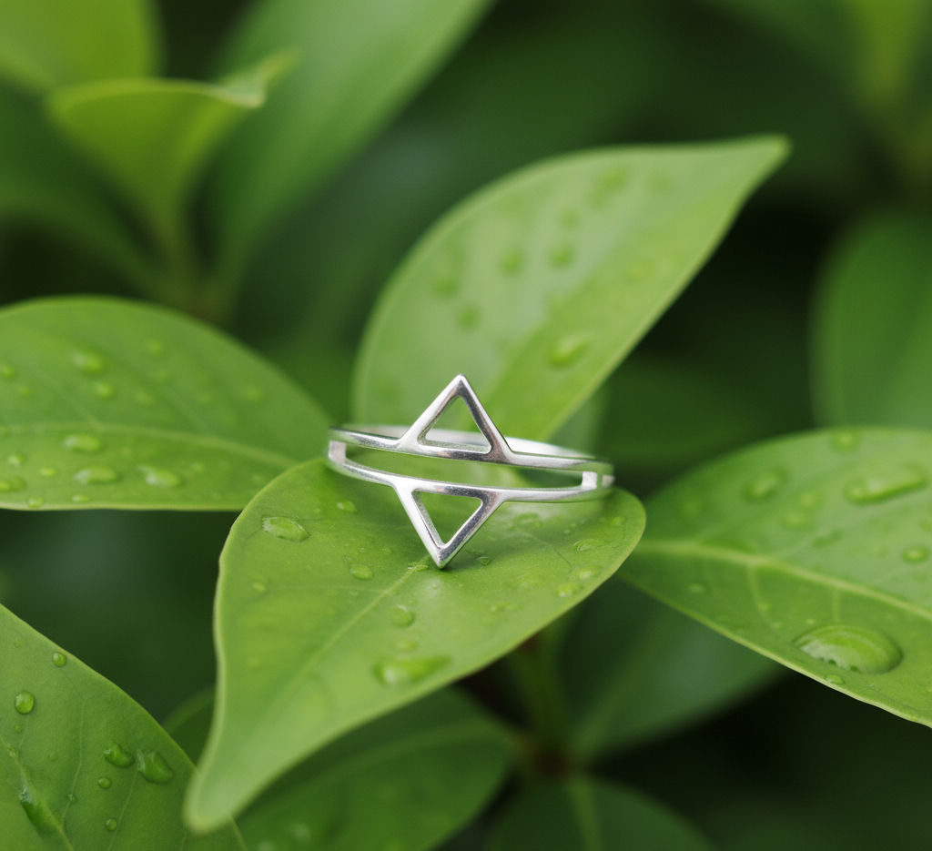 Dual Simple Open Triangle Ring Silver