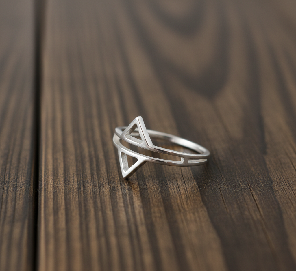 Dual Simple Open Triangle Ring Silver